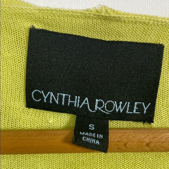 Cynthia Rowley Linen Blend Yellow Women’s Hooded Cardigan Sweater Size Small - Picture 2 of 5